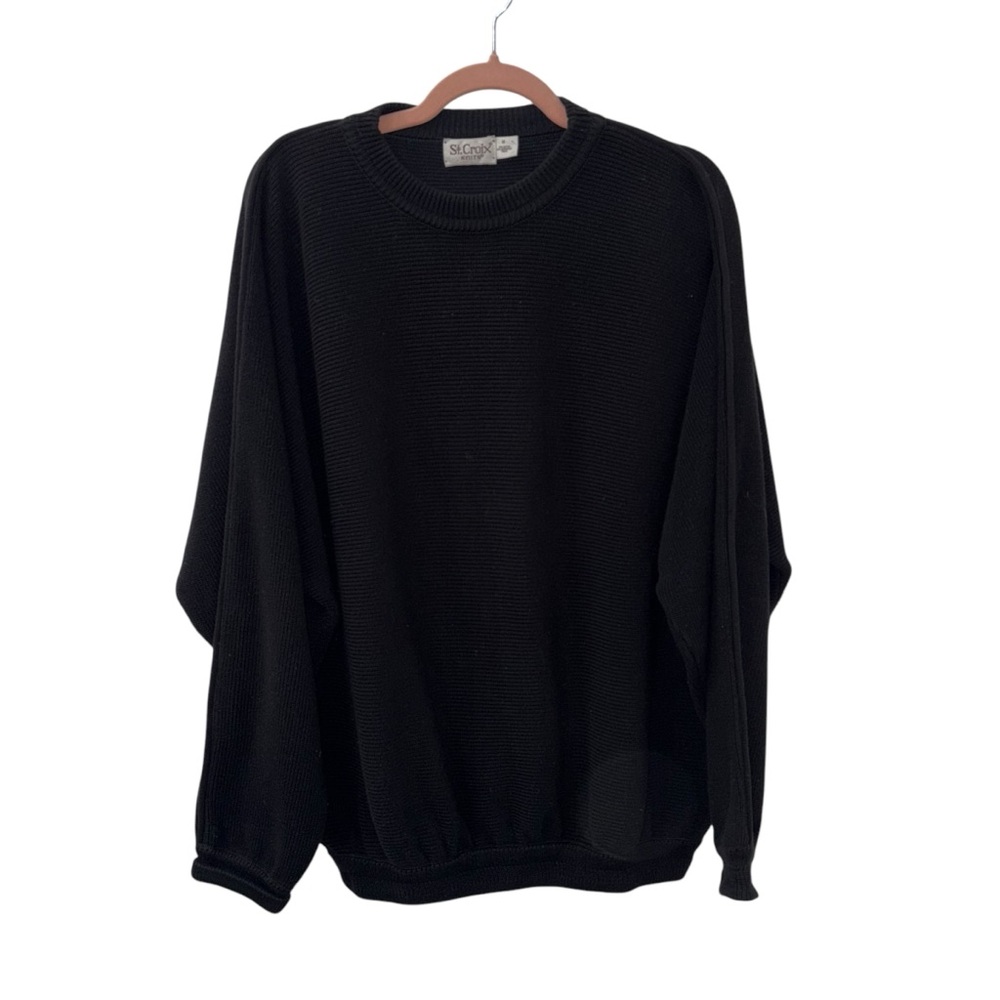 St. Croix Knits Crew Cotton Black Men's Sweater size Medium